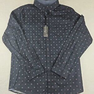 NWT‎ $44 Eighty Eight Button Up Shirt Men XL Black Geometric Cotton Long Sleeve